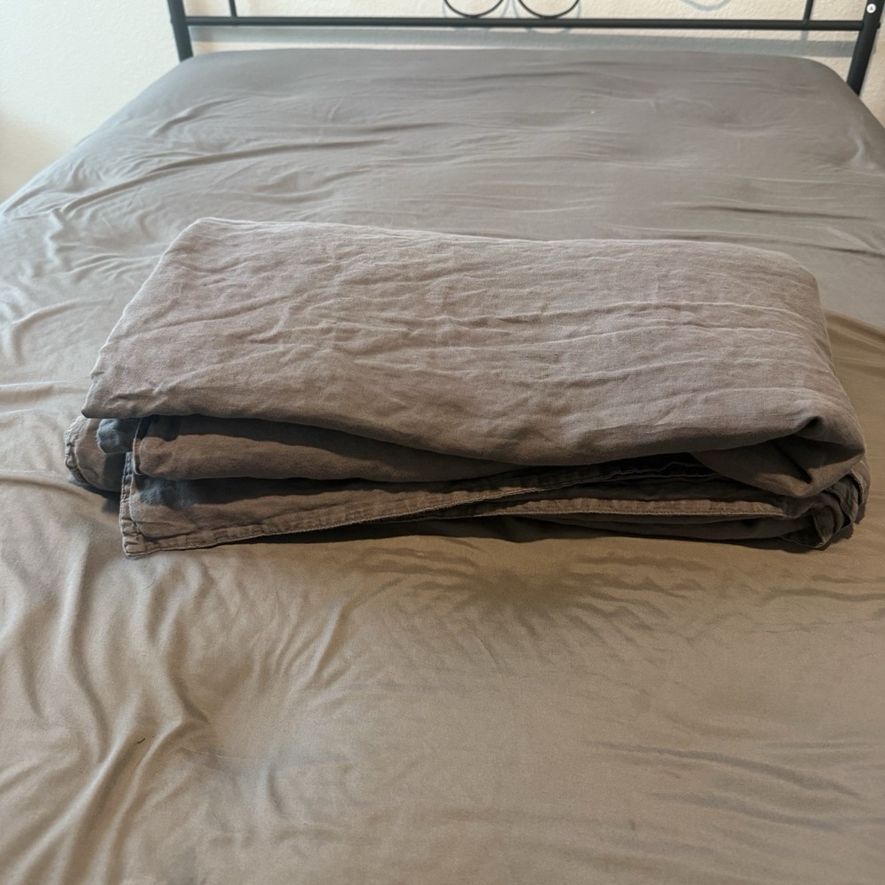 Design Within Reach 100% Linen King Duvet Cover Gray Bedding Made In Italy